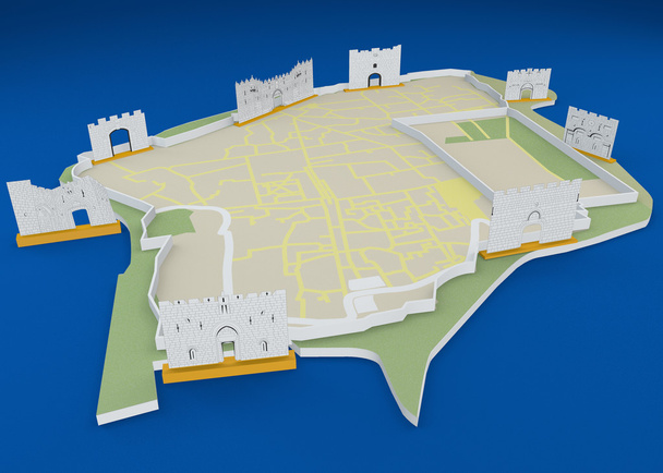 Mapa starého města Jeruzalém - Fotografie, Obrázek