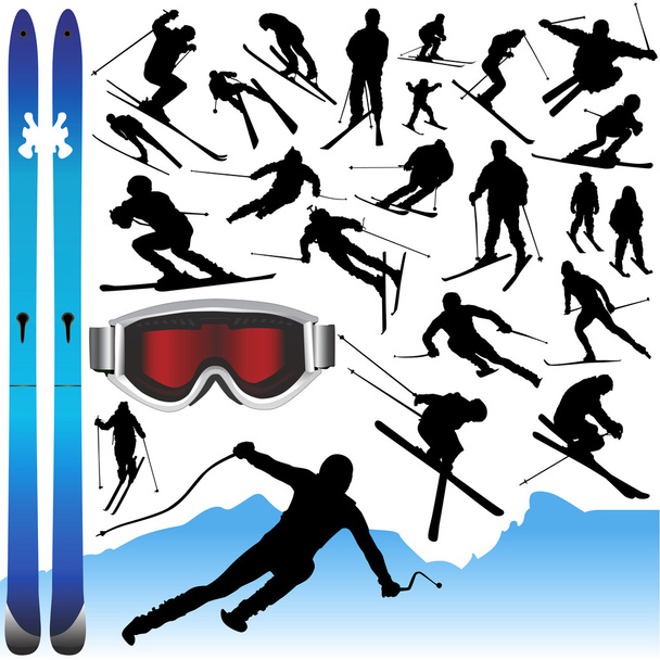 Collection of ski vector and equipments - Vector, Image