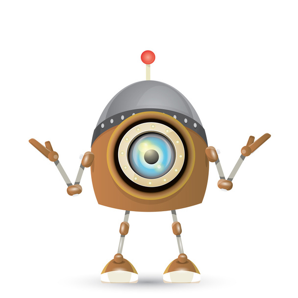 vector brown cartoon robot isolated on white - Vector, afbeelding