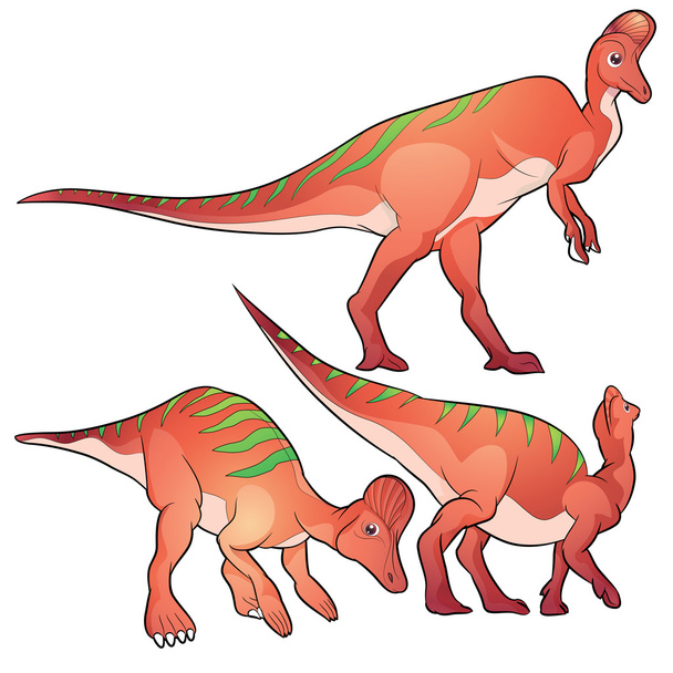 Dinosaurukset vektori Parasaurolophus lineart
 - Vektori, kuva