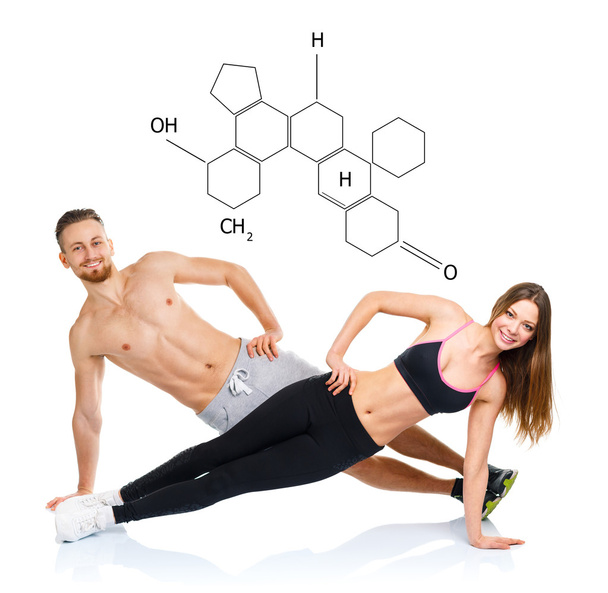 Спортсменка приваблива пара чоловік і жінка роблять фізичні вправи
 - Фото, зображення