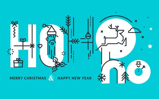 フラット ライン デザイン クリスマスと新しい年のベクトル図 - ベクター画像
