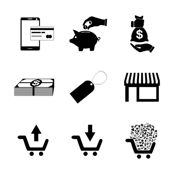 Conjunto de ícones de compras. Vetor
 - Vetor, Imagem