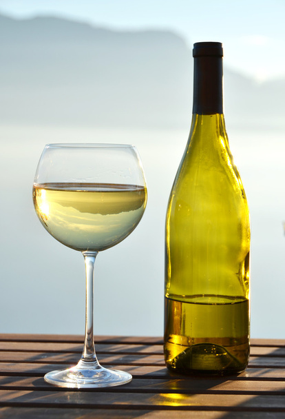 Wine against Geneva lake. - Photo, Image