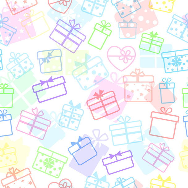 Naadloos patroon van geschenkdozen - Vector, afbeelding