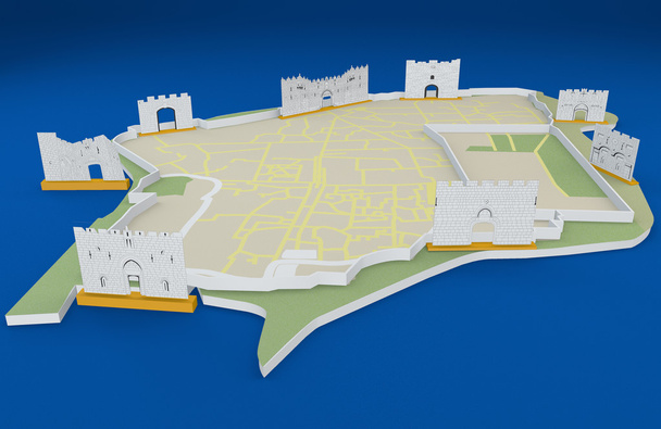 jerusalem alter Stadtplan - Foto, Bild