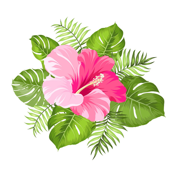 Tropical flower garland. - Vetor, Imagem