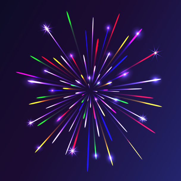Abstract colorful fireworks background. Christmas lights. Vector illustration. - Vector, Image