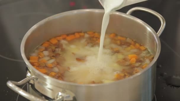 料理マッシュルームのクリーム スープ - 映像、動画