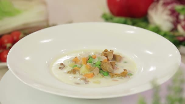 Mushroom soup with vegetables - Footage, Video
