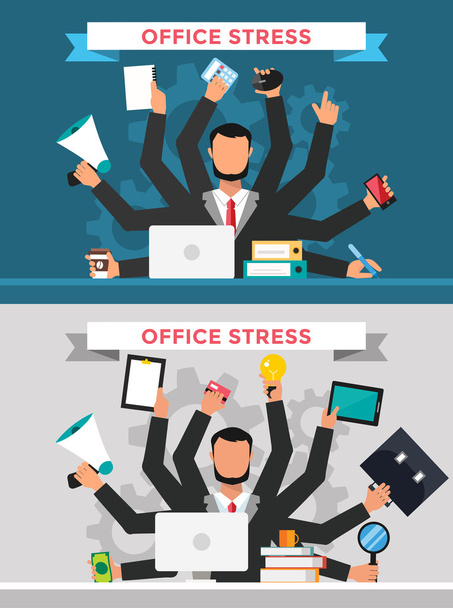 Office iş stres iş vektör çizim - Vektör, Görsel