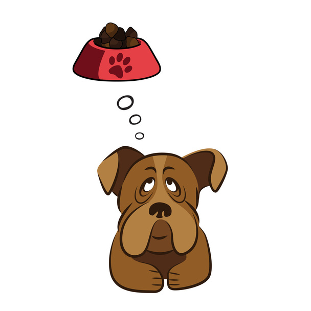 Cute dog thinking about food - Vector, Image