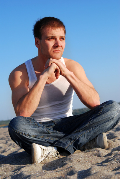 Young beautiful man thinking outdoor - Fotografie, Obrázek