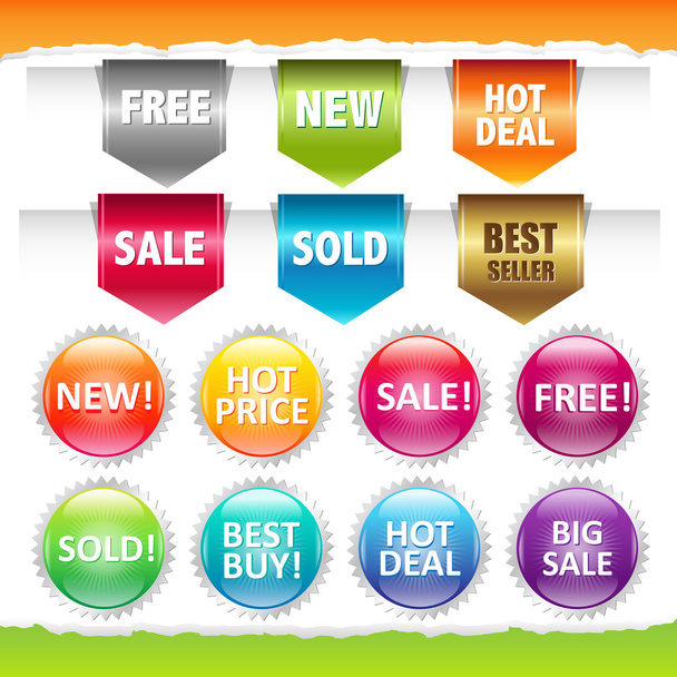 Sold Stickers And Ribbons - Vetor, Imagem