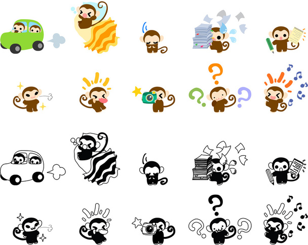 Иконы обезьян часть 2
 - Вектор,изображение