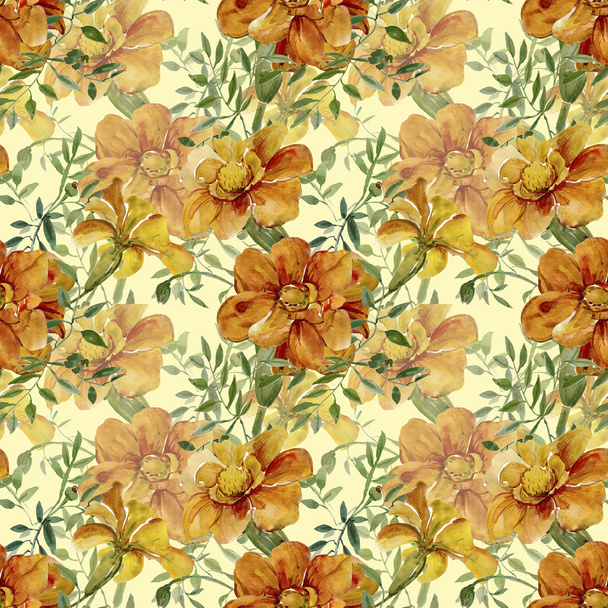 Watercolor illustration of  flowers  seamless pattern - Photo, Image