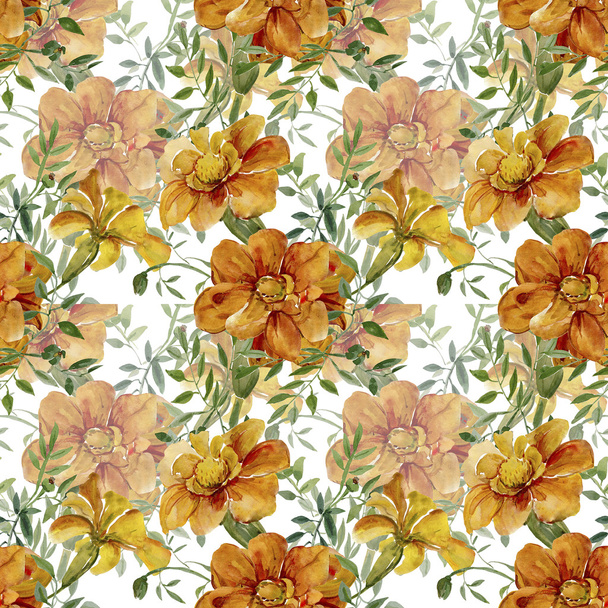 Watercolor illustration of  flowers  seamless pattern - Photo, Image