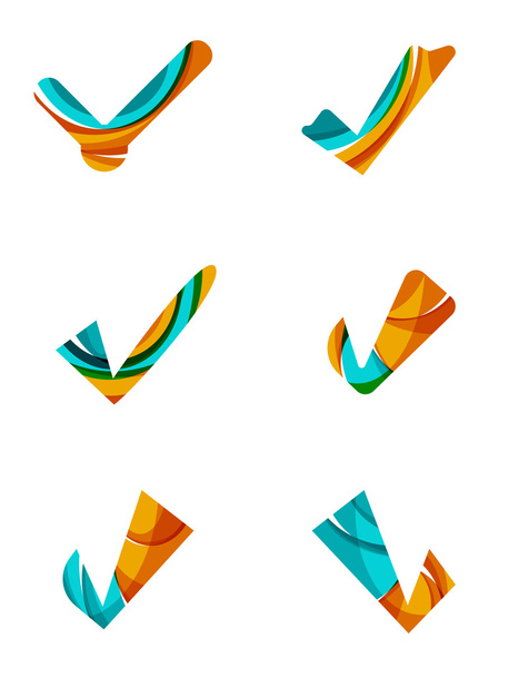 Conjunto de iconos abstractos OK y tick, conceptos de logotipos de negocio, diseño geométrico moderno y limpio
 - Vector, Imagen