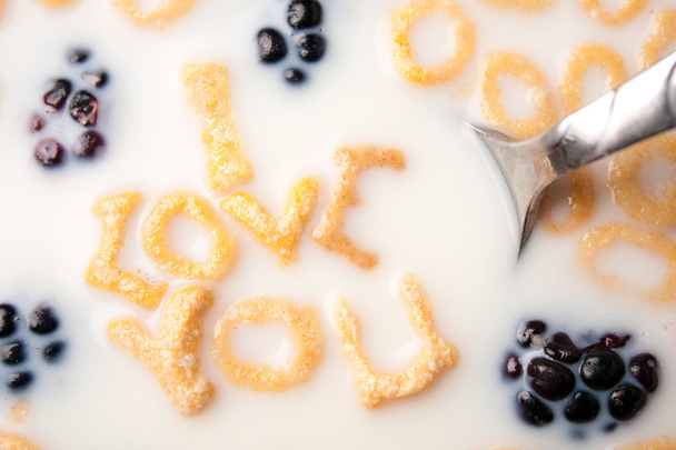 Seni seviyorum kahvaltı mesaj - Fotoğraf, Görsel