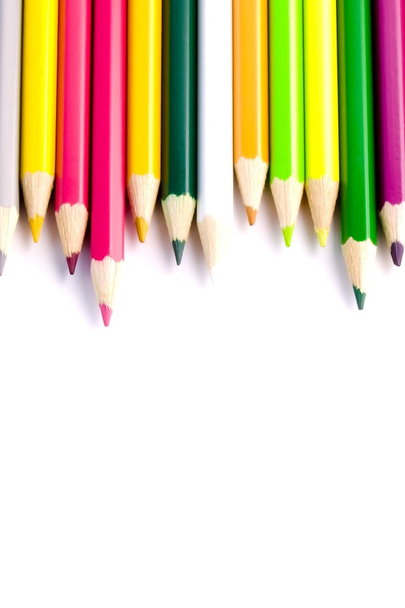Colour pencils on white background close up - Valokuva, kuva