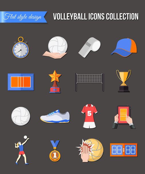 Volleybal icons set. - Vector, afbeelding