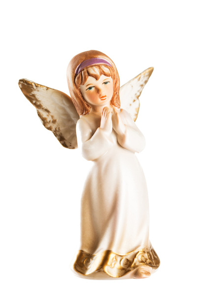 Jouet ange de Noël avec mains croisées isolé sur fond blanc
 - Photo, image