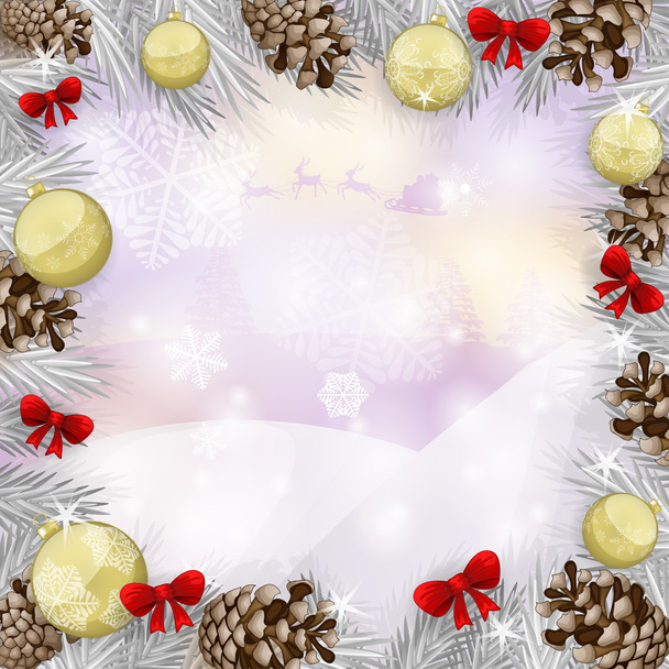 Tarjeta de Navidad con adornos
 - Vector, imagen