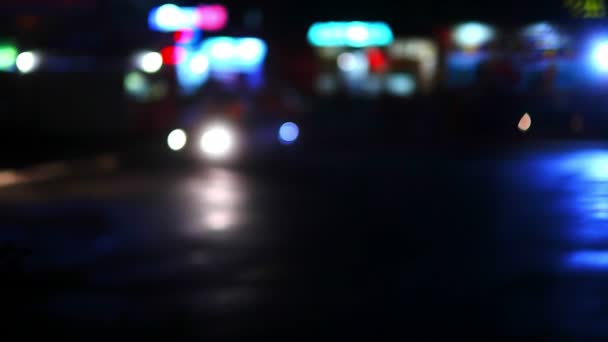 車自動車夜の運動都市行くトラフィックぼやけてヘッドライト抽象 - 映像、動画