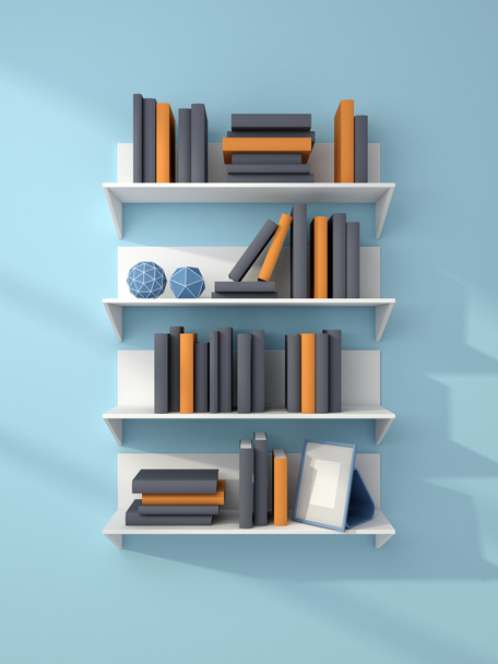 3d rendered bookshelves. - Foto, Imagen
