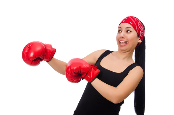 Woman boxer isolated on the white - Foto, afbeelding