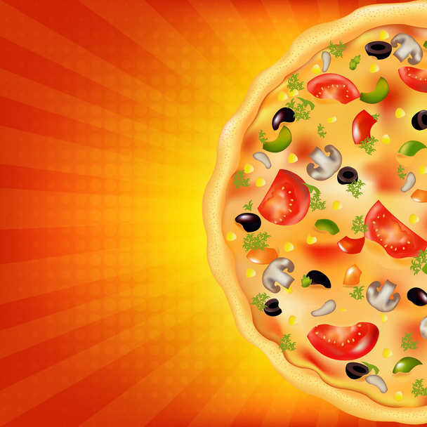 Pizza Poster With Sunburst - Vector, Image