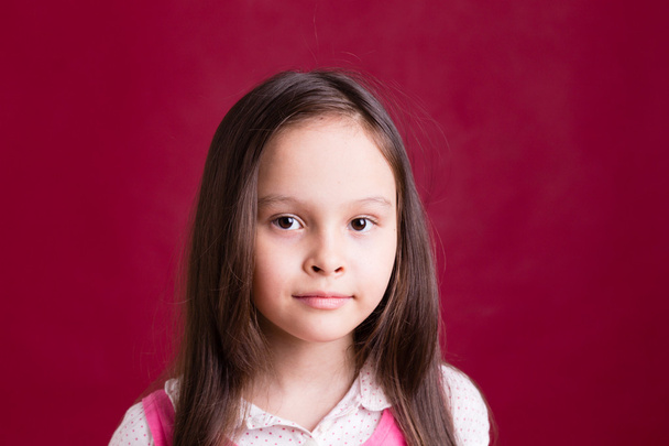 Young Asian American girl on red background - Fotoğraf, Görsel
