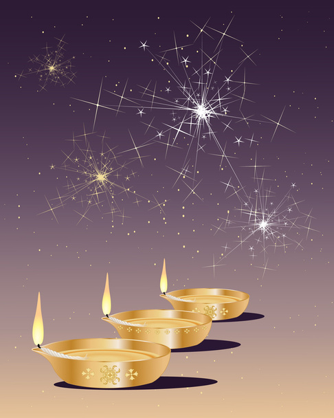 lila Diwali mit Lampen - Vektor, Bild