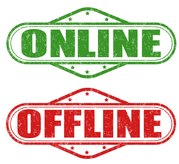 Pieczęć trybie online i offline - Wektor, obraz