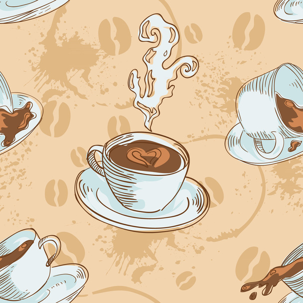 Coffee cups seamless pattern - Вектор,изображение