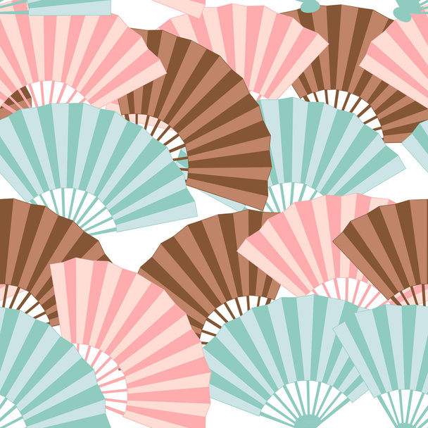 Colorful japanese fan seamless pattern - Vektör, Görsel