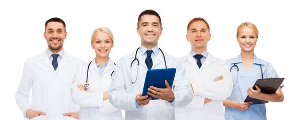 group of doctors with tablet pc and clipboard - Zdjęcie, obraz