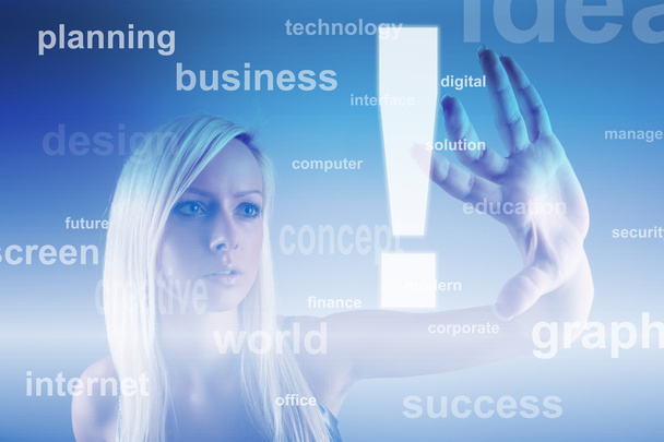 Business Concept - Businesswoman with the touch screen - Foto, Imagen
