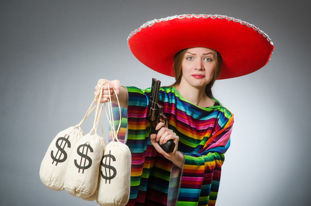 Girl in mexican in poncho - Photo, Image