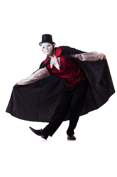 Man magician isolated on white - Foto, afbeelding