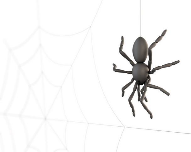 Spinnen-Nahaufnahme auf dem Hintergrund des Netzes. 3d. - Foto, Bild
