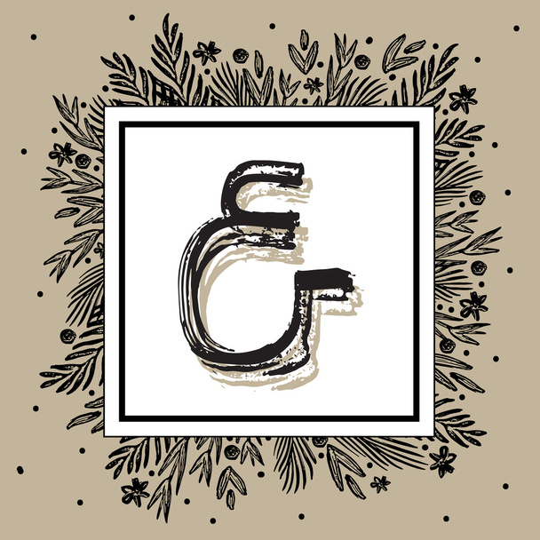 Floral frame with ampersand - Vector, afbeelding