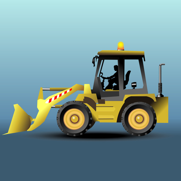 Yellow bulldozer in side view - Vector, Image