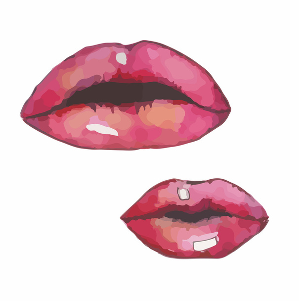 Watercolour lips vector - Vector, Image