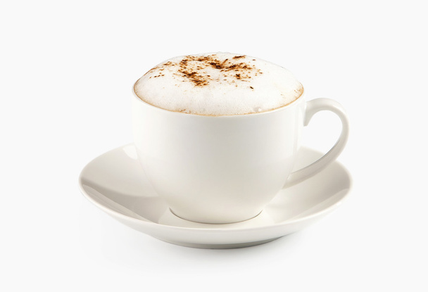 filiżanki kawy espresso z pianki na białym tle nad białym - Zdjęcie, obraz
