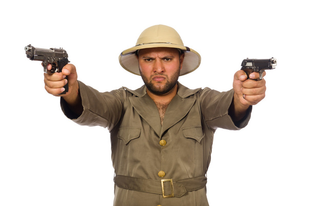 Férfi fegyverrel elszigetelt fehér - Fotó, kép