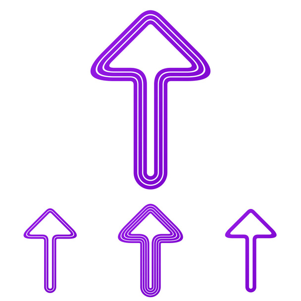 紫色の線矢印ロゴ デザイン セット - ベクター画像