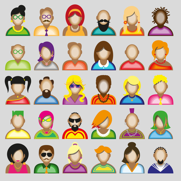 Creative modern icons avatars with people. - Vector, Image