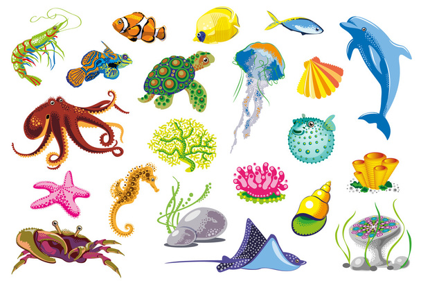 Set of Sea Animals. - Vector, Image