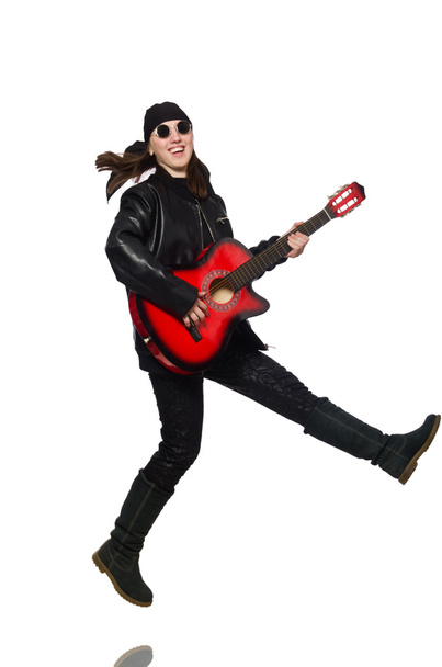 Молодий гітарист ізольований на білому
 - Фото, зображення